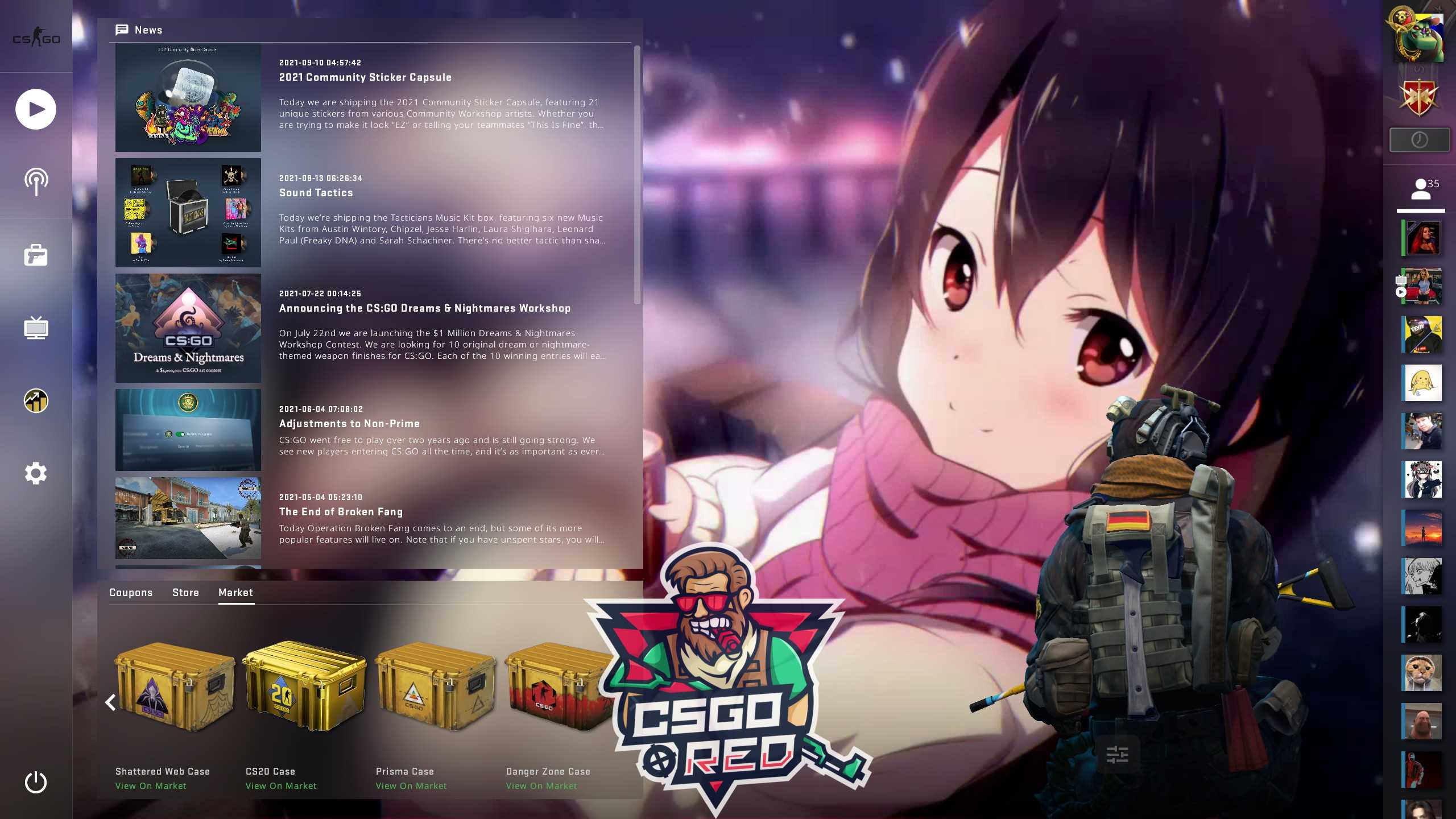Anime Girl in Snow CSGO Panorama UI Background